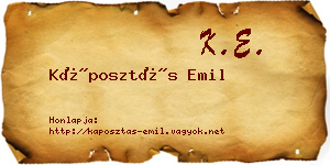 Káposztás Emil névjegykártya